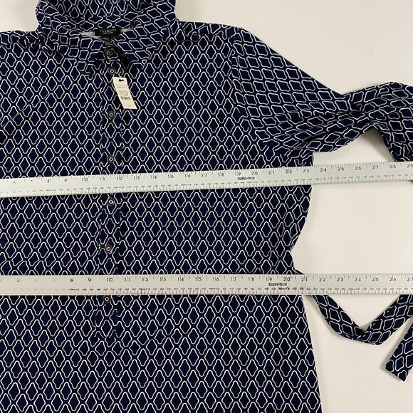 NWT Talbots Shirt Dress Womens Size 2XP Petite Blue Belted Buttons Geometric - Picture 9 of 16